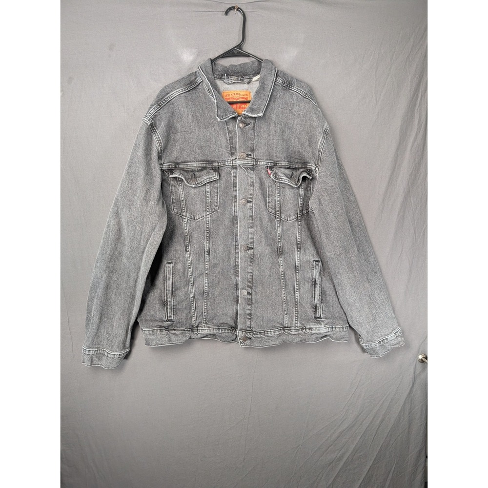 Levis Trucker Jacket Mens 3XLT Grey Denim Button Front Long Sleeve 67792-0004